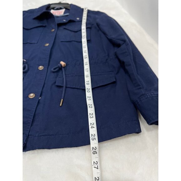 Levi’s Size XS Button Up Waist Tie Utility Field Jacket Navy 100% Cotton - Picture 4 of 11